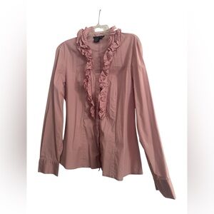 Tracy M. Ruffled Front Button-Down Shirt